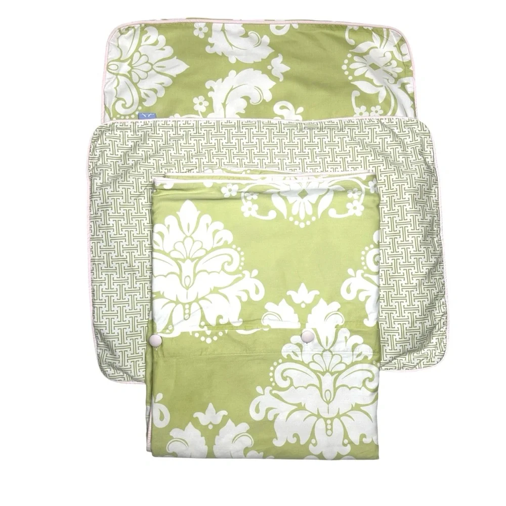 SERENA & LILY Green & White Twin Duvet Cover, Euro Sham & Standard Pillow Cover